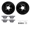 8312-31049 Drilled/Slotted Brake Rotors with 3000-Series Ceramic Brake Pads Kit & Hardware [Black], 1995-2003 BMW, Position: Rea - image 1