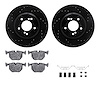 8312-31050 Drilled/Slotted Brake Rotors with 3000-Series Ceramic Brake Pads Kit & Hardware [Black], 2000-2006 BMW, Position: Rea - image 1