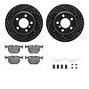 8312-31053 Drilled/Slotted Brake Rotors with 3000-Series Ceramic Brake Pads Kit & Hardware [Black], 2002-2006 BMW, Position: Rea - image 1