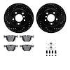 8312-31055 Drilled/Slotted Brake Rotors with 3000-Series Ceramic Brake Pads Kit & Hardware [Black], 2004-2010 BMW, Position: Rea - image 1