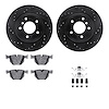 8312-31056 Drilled/Slotted Brake Rotors with 3000-Series Ceramic Brake Pads Kit & Hardware [Black], 2006-2010 BMW, Position: Rea - image 1
