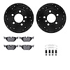 8312-31057 Drilled/Slotted Brake Rotors with 3000-Series Ceramic Brake Pads Kit & Hardware [Black], 1991-1999 BMW, Position: Rea - image 1