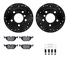 8312-31058 Drilled/Slotted Brake Rotors with 3000-Series Ceramic Brake Pads Kit & Hardware [Black], 1995-1999 BMW, Position: Rea - image 1