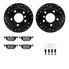 8312-31060 Drilled/Slotted Brake Rotors with 3000-Series Ceramic Brake Pads Kit & Hardware [Black], 1996-2002 BMW, Position: Rea - image 1