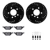 8312-31063 Drilled/Slotted Brake Rotors with 3000-Series Ceramic Brake Pads Kit & Hardware [Black], 2003-2006 BMW, Position: Rea - image 1
