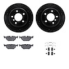 8312-31065 Drilled/Slotted Brake Rotors with 3000-Series Ceramic Brake Pads Kit & Hardware [Black], 1996-2003 BMW, Position: Rea - image 1