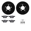8312-31066 Drilled/Slotted Brake Rotors with 3000-Series Ceramic Brake Pads Kit & Hardware [Black], 1996-2003 BMW, Position: Fro - image 1