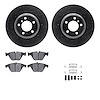 8312-31067 Drilled/Slotted Brake Rotors with 3000-Series Ceramic Brake Pads Kit & Hardware [Black], 2002-2008 BMW, Position: Fro - image 1
