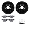 8312-31069 Drilled/Slotted Brake Rotors with 3000-Series Ceramic Brake Pads Kit & Hardware [Black], 2004-2010 BMW, Position: Fro - image 1