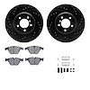 8312-31070 Drilled/Slotted Brake Rotors with 3000-Series Ceramic Brake Pads Kit & Hardware [Black], 2007-2015 BMW, Position: Fro - image 1