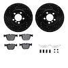 8312-31072 Drilled/Slotted Brake Rotors with 3000-Series Ceramic Brake Pads Kit & Hardware [Black], 2002-2005 BMW, Position: Rea - image 1
