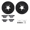 8312-31074 Drilled/Slotted Brake Rotors with 3000-Series Ceramic Brake Pads Kit & Hardware [Black], 2005-2008 BMW, Position: Rea - image 1