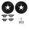 8312-31075 Drilled/Slotted Brake Rotors with 3000-Series Ceramic Brake Pads Kit & Hardware [Black], 2007-2019 BMW, Position: Rea - image 1