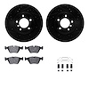 8312-31078 Drilled/Slotted Brake Rotors with 3000-Series Ceramic Brake Pads Kit & Hardware [Black], 2001-2008 BMW, Position: Fro - image 1