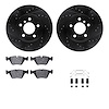 8312-31080 Drilled/Slotted Brake Rotors with 3000-Series Ceramic Brake Pads Kit & Hardware [Black], 2004-2010 BMW, Position: Fro - image 1