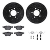 8312-31082 Drilled/Slotted Brake Rotors with 3000-Series Ceramic Brake Pads Kit & Hardware [Black], 2006-2007 BMW, Position: Fro - image 1
