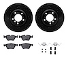 8312-31083 Drilled/Slotted Brake Rotors with 3000-Series Ceramic Brake Pads Kit & Hardware [Black], 2006-2012 BMW, Position: Fro - image 1