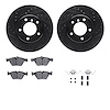 8312-31086 Drilled/Slotted Brake Rotors with 3000-Series Ceramic Brake Pads Kit & Hardware [Black], 2004-2010 BMW, Position: Fro - image 1
