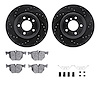 8312-31087 Drilled/Slotted Brake Rotors with 3000-Series Ceramic Brake Pads Kit & Hardware [Black], 2006-2015 BMW, Position: Rea - image 1