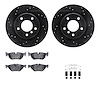 8312-31089 Drilled/Slotted Brake Rotors with 3000-Series Ceramic Brake Pads Kit & Hardware [Black], 2006-2013 BMW, Position: Rea - image 1