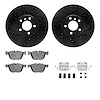 8312-31092 Drilled/Slotted Brake Rotors with 3000-Series Ceramic Brake Pads Kit & Hardware [Black], 2007-2018 BMW, Position: Fro - image 1
