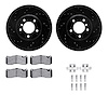 8312-31095 Drilled/Slotted Brake Rotors with 3000-Series Ceramic Brake Pads Kit & Hardware [Black], 2006-2013 BMW, Position: Fro - image 1