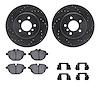 8312-31103 Drilled/Slotted Brake Rotors with 3000-Series Ceramic Brake Pads Kit & Hardware [Black], 2011-2016 BMW, Position: Rea - image 1