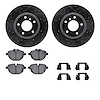 8312-31104 Drilled/Slotted Brake Rotors with 3000-Series Ceramic Brake Pads Kit & Hardware [Black], 2011-2016 BMW, Position: Rea - image 1