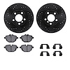 8312-31105 Drilled/Slotted Brake Rotors with 3000-Series Ceramic Brake Pads Kit & Hardware [Black], 2011-2018 BMW, Position: Rea - image 1