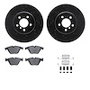 8312-31108 Drilled/Slotted Brake Rotors with 3000-Series Ceramic Brake Pads Kit & Hardware [Black], 2011-2019 BMW, Position: Fro - image 1