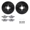 8312-32001 Drilled/Slotted Brake Rotors with 3000-Series Ceramic Brake Pads Kit & Hardware [Black], 2002-2006 Mini, Position: Fr - image 1