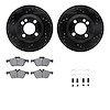 8312-32002 Drilled/Slotted Brake Rotors with 3000-Series Ceramic Brake Pads Kit & Hardware [Black], 2007-2008 Mini, Position: Fr - image 1