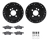 8312-32004 Drilled/Slotted Brake Rotors with 3000-Series Ceramic Brake Pads Kit & Hardware [Black], 2007-2008 Mini, Position: Re - image 1