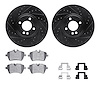 8312-32006 Drilled/Slotted Brake Rotors with 3000-Series Ceramic Brake Pads Kit & Hardware [Black], 2002-2006 Mini, Position: Fr - image 1