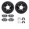 8312-32009 Drilled/Slotted Brake Rotors with 3000-Series Ceramic Brake Pads Kit & Hardware [Black], 2011-2016 Mini, Position: Re - image 1