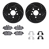 8312-32012 Drilled/Slotted Brake Rotors with 3000-Series Ceramic Brake Pads Kit & Hardware [Black], Fits Select Mini, Position:  - image 1