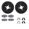8312-32014 Drilled/Slotted Brake Rotors with 3000-Series Ceramic Brake Pads Kit & Hardware [Black], 2009-2014 Mini, Position: Re - image 1