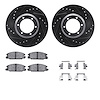 8312-37006 Drilled/Slotted Brake Rotors with 3000-Series Ceramic Brake Pads Kit & Hardware [Black], 1986-1986 GM, Position: Fron - image 1