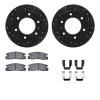 8312-37009 Drilled/Slotted Brake Rotors with 3000-Series Ceramic Brake Pads Kit & Hardware [Black], 1988-1995 GM, Position: Rear - image 1
