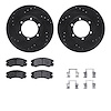 8312-37011 Drilled/Slotted Brake Rotors with 3000-Series Ceramic Brake Pads Kit & Hardware [Black], 1992-1995 Multiple Makes/Mod - image 1