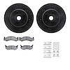 8312-39008 Drilled/Slotted Brake Rotors with 3000-Series Ceramic Brake Pads Kit & Hardware [Black], 1973-1981 Mopar, Position: F - image 1