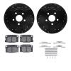 8312-39013 Drilled/Slotted Brake Rotors with 3000-Series Ceramic Brake Pads Kit & Hardware [Black], 1988-1989 GM, Position: Rear - image 1