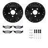 8312-39016 Drilled/Slotted Brake Rotors with 3000-Series Ceramic Brake Pads Kit & Hardware [Black], 1989-1995 Mopar, Position: R - image 1