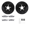 8312-39022 Drilled/Slotted Brake Rotors with 3000-Series Ceramic Brake Pads Kit & Hardware [Black], 1995-2000 Mopar, Position: F - image 1
