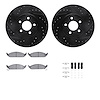 8312-39023 Drilled/Slotted Brake Rotors with 3000-Series Ceramic Brake Pads Kit & Hardware [Black], 1995-2000 Mopar, Position: F - image 1