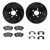 8312-39025 Drilled/Slotted Brake Rotors with 3000-Series Ceramic Brake Pads Kit & Hardware [Black], 2003-2009 Mopar, Position: F - image 1