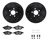 8312-39028 Drilled/Slotted Brake Rotors with 3000-Series Ceramic Brake Pads Kit & Hardware [Black], 2001-2006 Mopar, Position: F - image 1