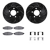 8312-39029 Drilled/Slotted Brake Rotors with 3000-Series Ceramic Brake Pads Kit & Hardware [Black], 2004-2008 Mopar, Position: F - image 1