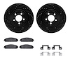 8312-39038 Drilled/Slotted Brake Rotors with 3000-Series Ceramic Brake Pads Kit & Hardware [Black], Fits Select Mopar, Position: