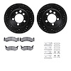 8312-40010 Drilled/Slotted Brake Rotors with 3000-Series Ceramic Brake Pads Kit & Hardware [Black], 1974-1981 Mopar, Position: F - image 1